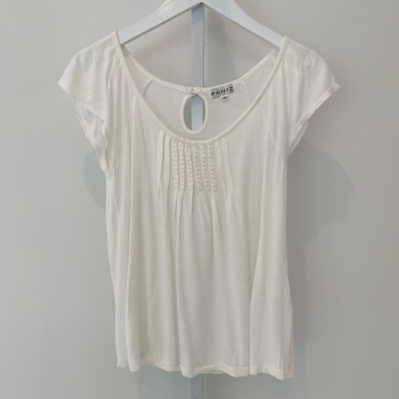 PANIZ IVORY TEE- SHIRT TOP SIZE XS NWOTS! - Picture 1 of 13